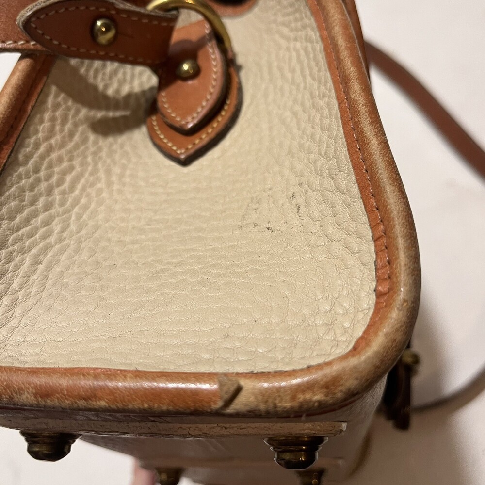 Vintage Dooney & Bourke Purse R25 Medium Essex Bone British Tan Leather - Picture 13 of 16